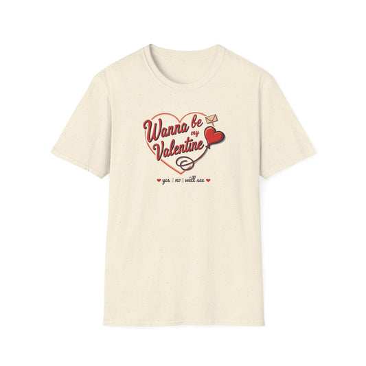 Valentine "Wanna Be My Valentine" T-Shirt - Cute Heart & Love Letter Tee