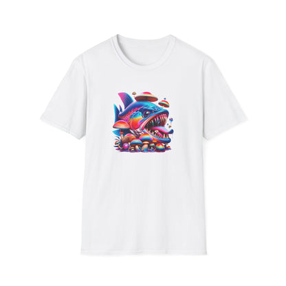 Piranha with Shrooms, Unisex Softstyle T-Shirt - Psychonaut Swag