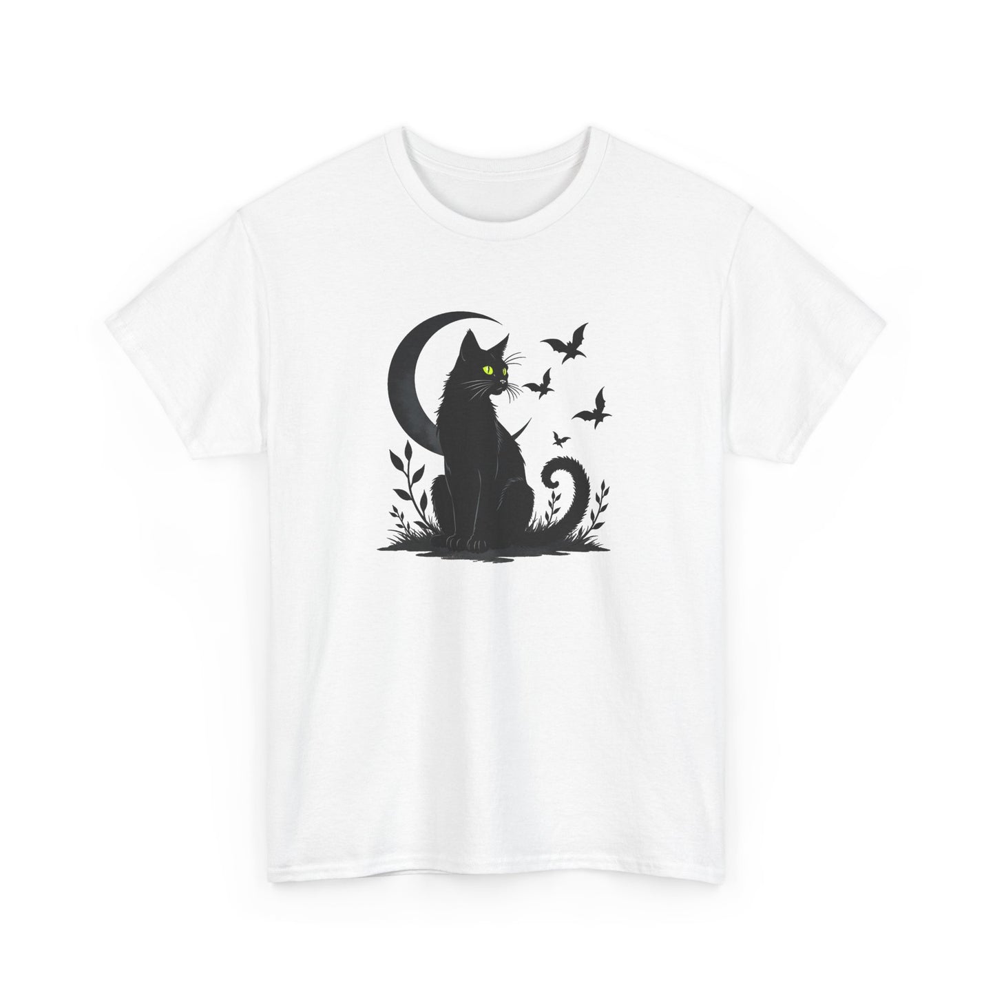 Black Cat Moon T‑Shirt — Gothic Cat Silhouette Tee
