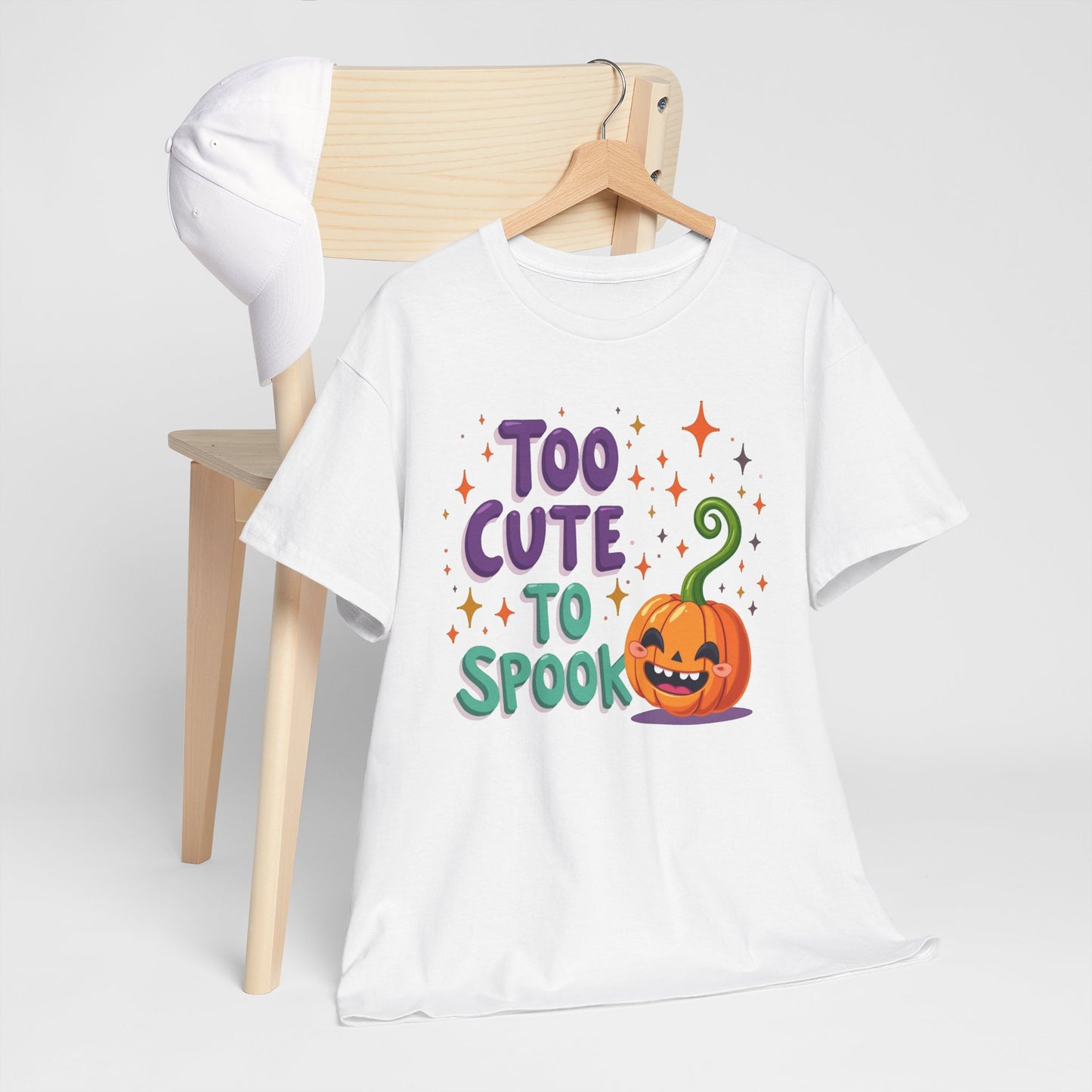 Too Cute to Spook Pumpkin T-Shirt — Cute Halloween Graphic Tee