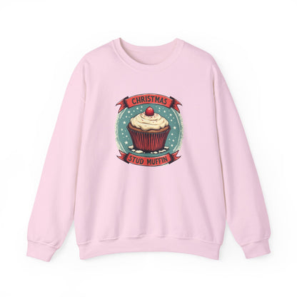 Christmas Stud Muffin with Icing Sweatshirt - Cute Holiday Cupcake Crewneck