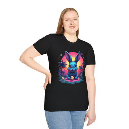 Easter Bunny Neon Sunset, unisex T-Shirt