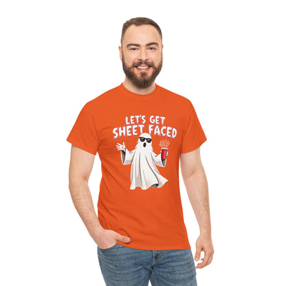 Let's Get Sheet Faced Ghost T‑Shirt — Funny Halloween Party Tee