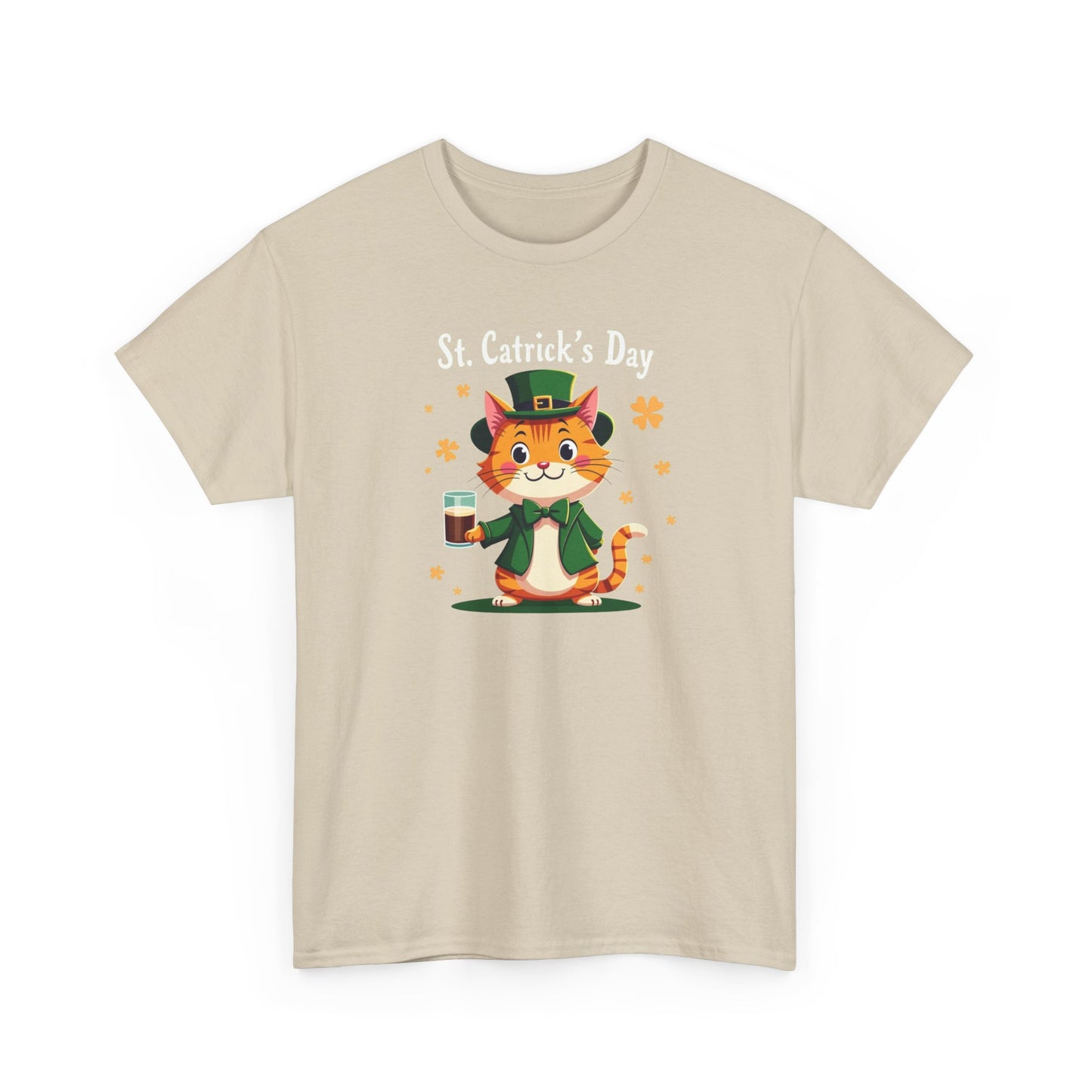 St. Patrick’s Day Cat T-Shirt — Cute Leprechaun Kitty with Beer