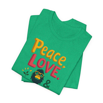 Peace, Love & Squatch T-Shirt — Retro Bigfoot Graphic Tee