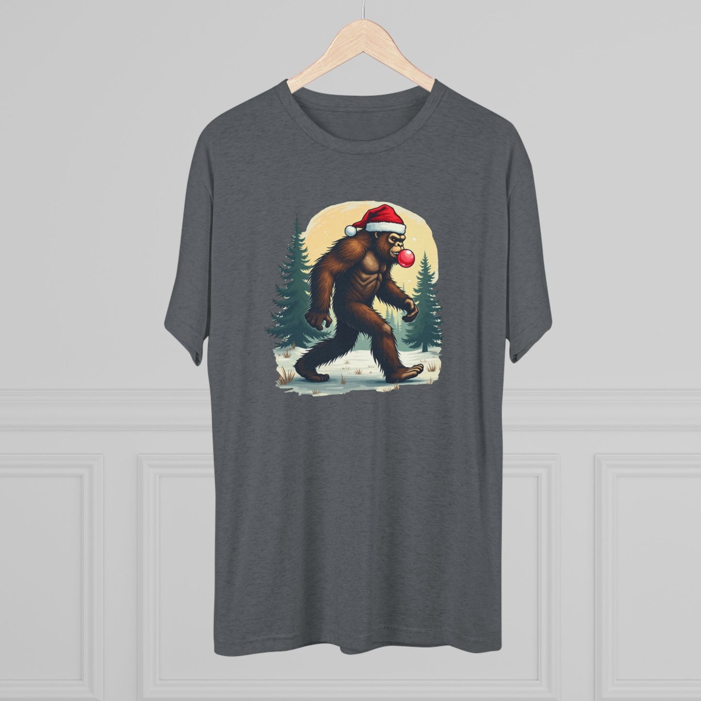 Christmas Bigfoot T-Shirt – Santa Hat Sasquatch Holiday Tee