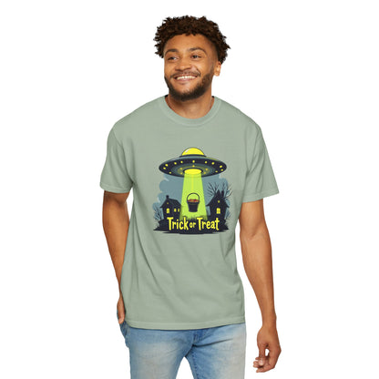 Halloween UFO Trick or Treat T-Shirt — Alien Abduction Spooky Tee