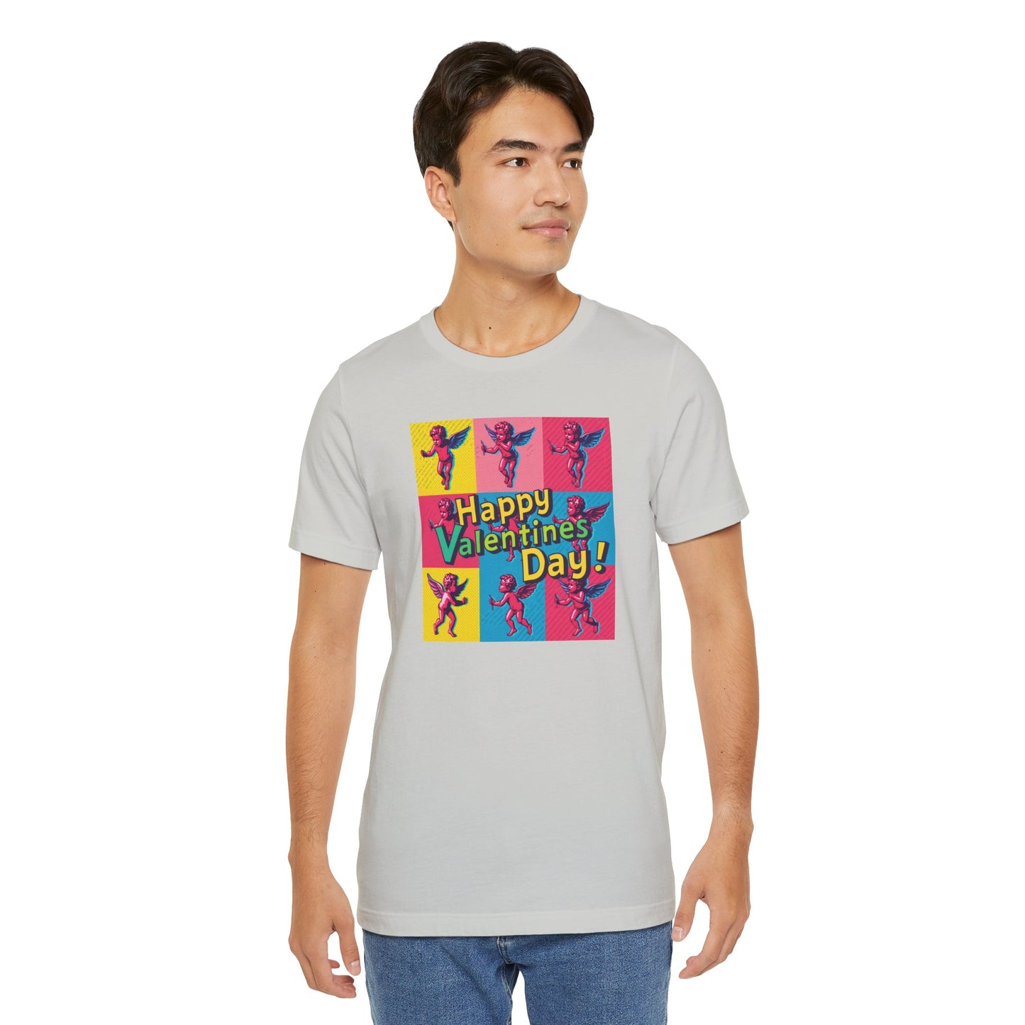 Valentine's Day Pop Art Tee — "Happy Valentine's Day!" Cupid Graphic Shirt