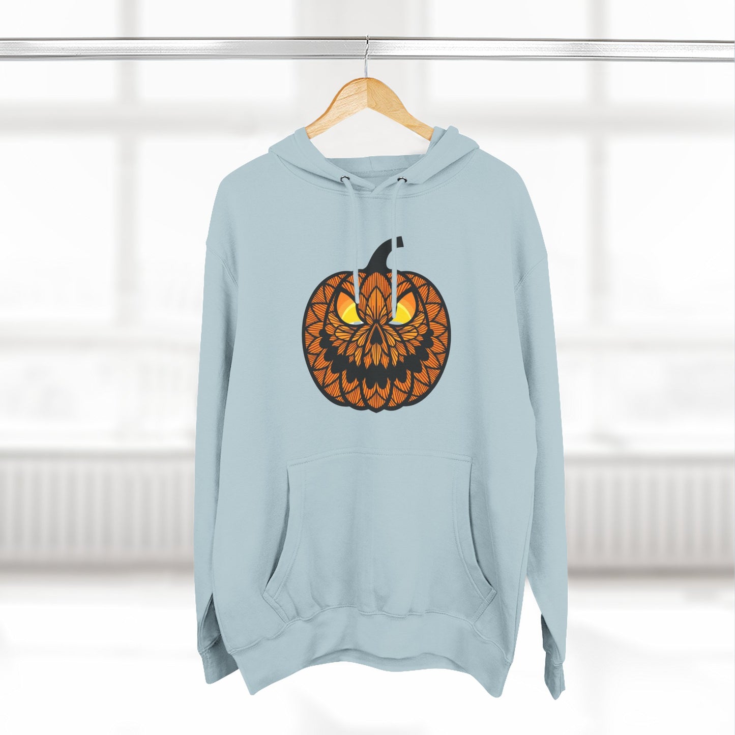 Pumpkin Mandala Hoodie — Halloween Jack-O'-Lantern Fleece Pullover