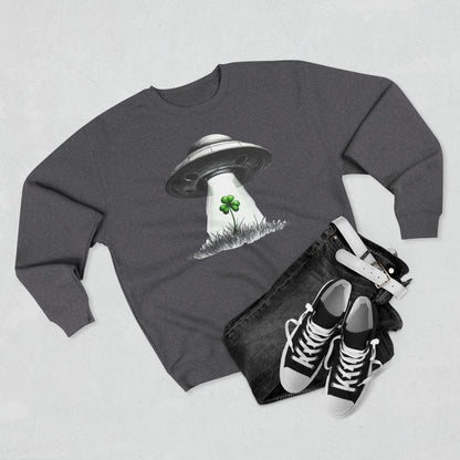 St. Patrick’s UFO Clover Sweatshirt — Alien Abduction Shamrock Crewneck