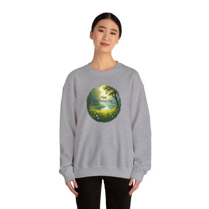 Saint Patrick’s Day Crewneck Sweatshirt — "Happy Earth Day" Nature Graphic