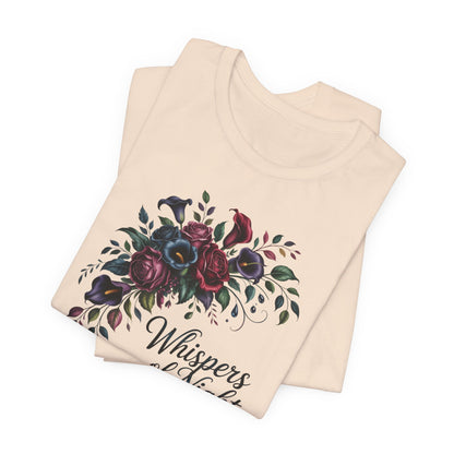 Whispers of Night Floral Tee — Dark Rose Bouquet Graphic T-Shirt