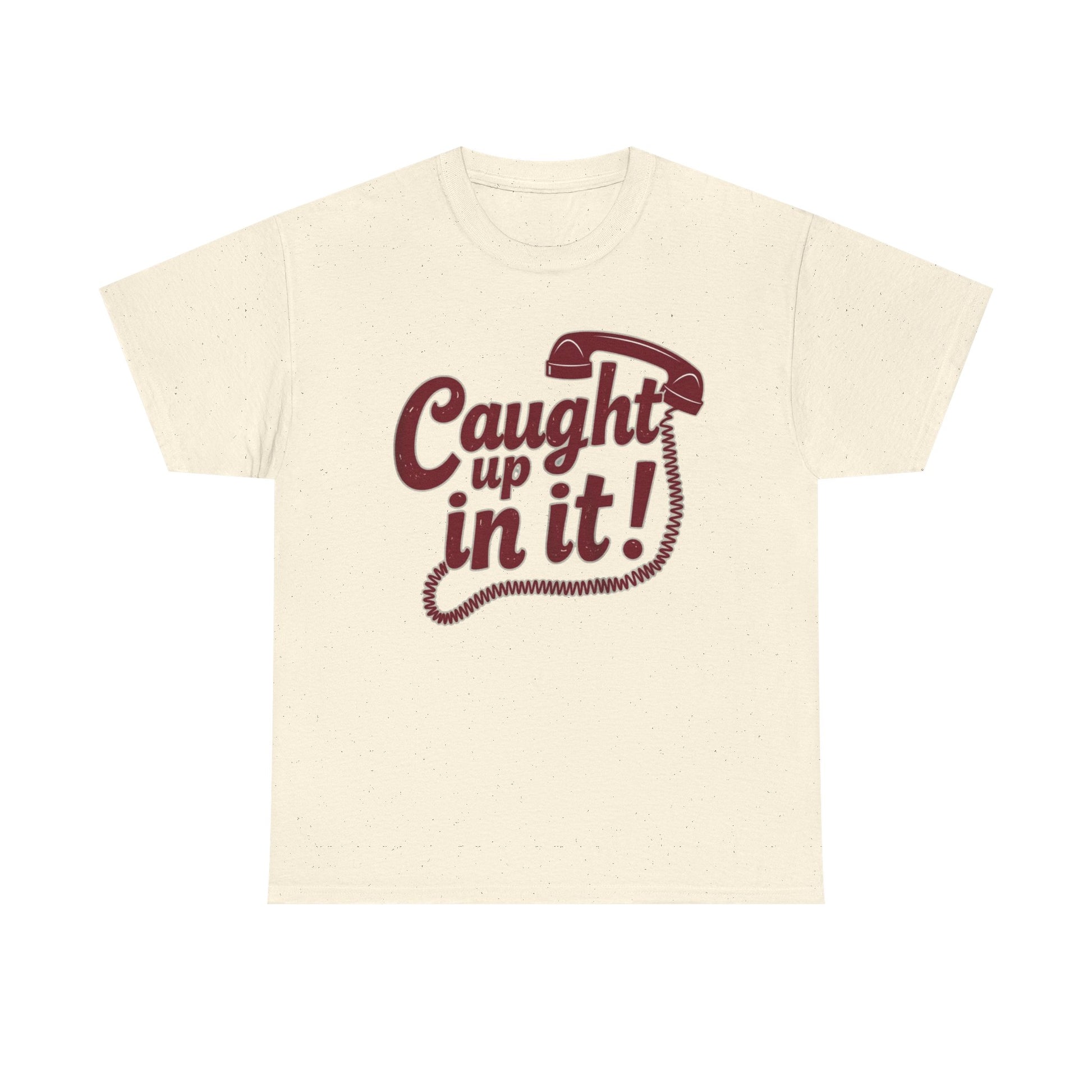Caught Up in It, Phone chord, Unisex Heavy Cotton Tee, Vintage Phone Graphic T-Shirt, Casual Daily Wear, Fun Gift for Friends, Trendy White Tee - Psychonaut Swag