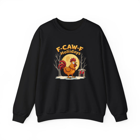 Rooster F-Caw-f Holiday sweater, Unisex Heavy Blend™ Crewneck Sweatshirt