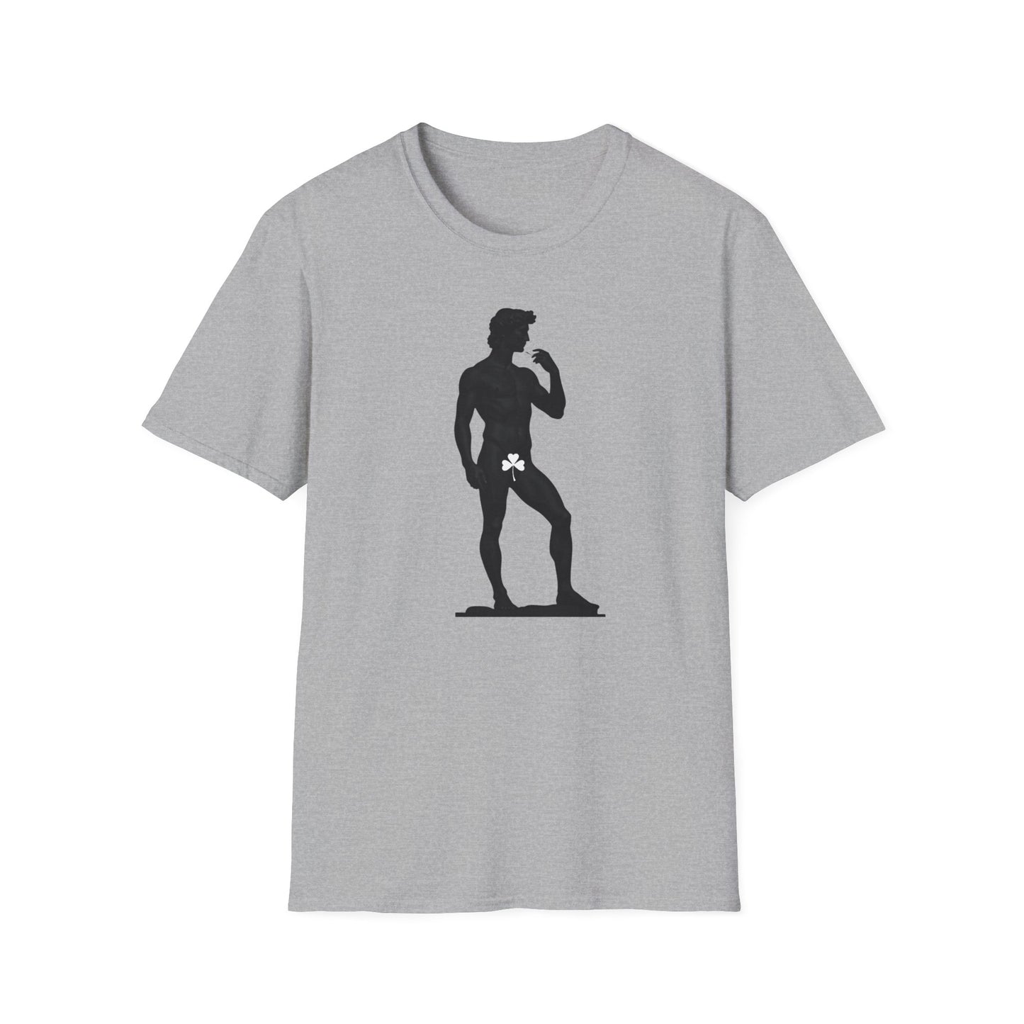 Statue with Clover Leaf — Classic Michelangelo David Silhouette Tee