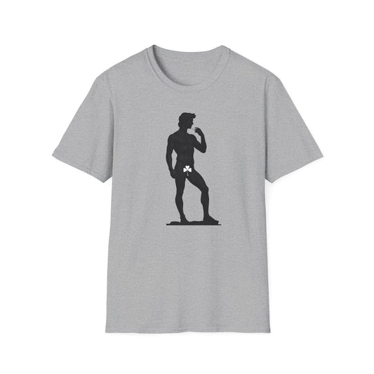 Statue with Clover Leaf — Classic Michelangelo David Silhouette Tee
