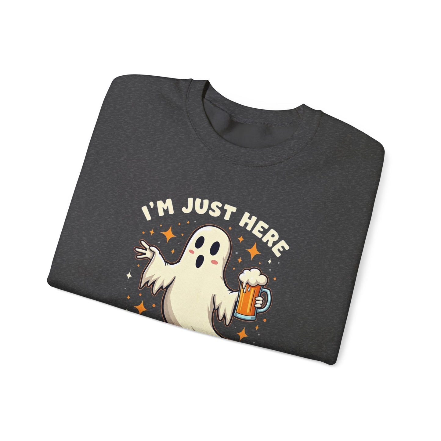 Halloween Ghost Sweatshirt — "I'm Just Here for the Boos" Cozy Crewneck