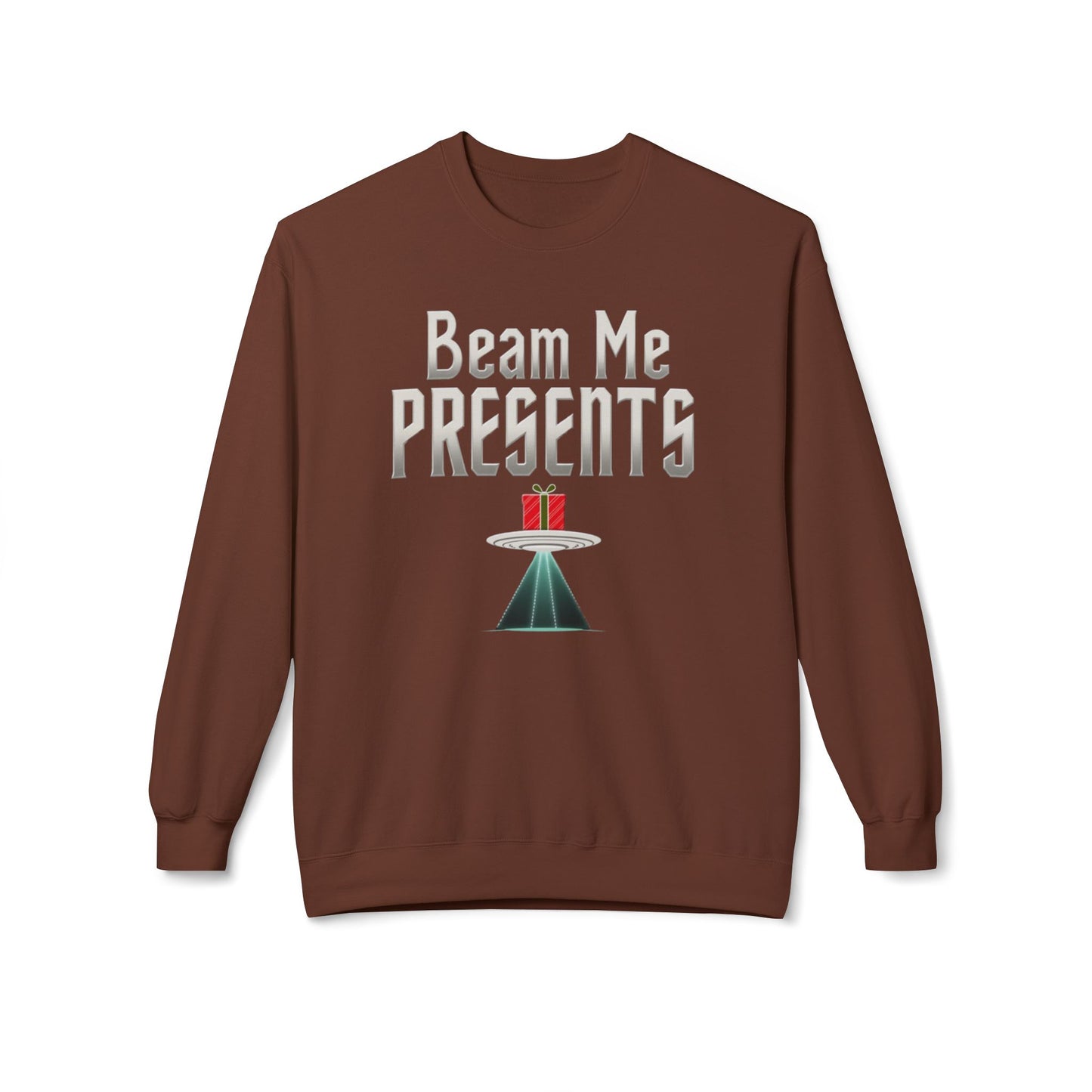 Crewneck Sweatshirt — "Beam Me Presents" UFO Holiday Gift Sweatshirt