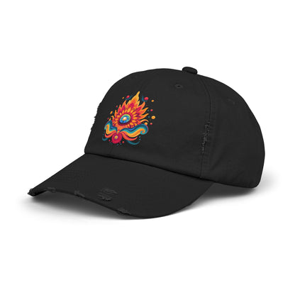 Eternal Psychedelic Flame Distressed Cap — Exploring Love Vintage Hat