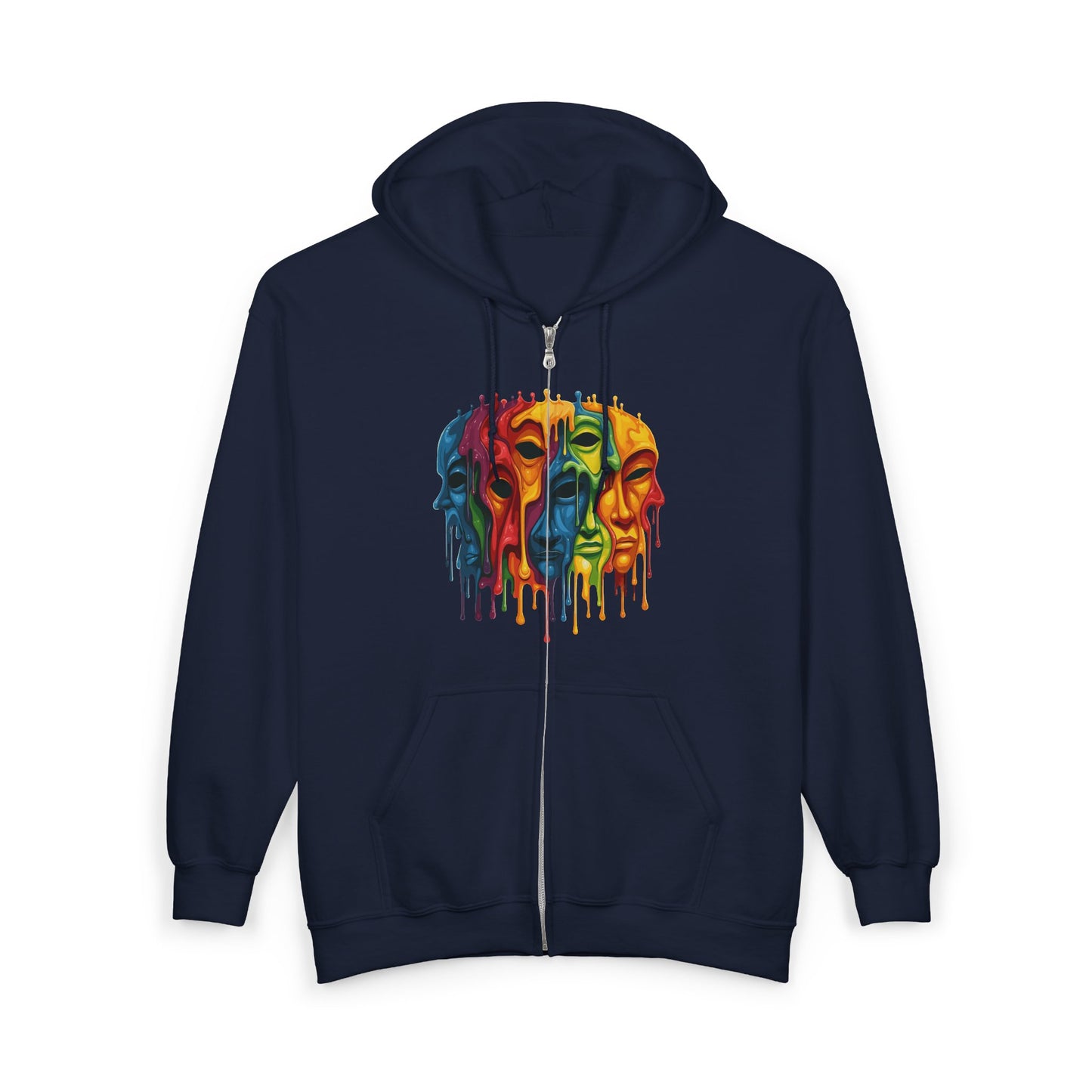 Delusional Masks, Psychedelic Unisex Heavy Blend™ Full Zip Hooded Sweatshirt