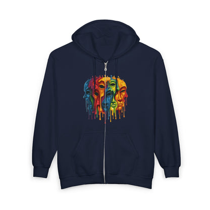Delusional Masks, Psychedelic Unisex Heavy Blend™ Full Zip Hooded Sweatshirt