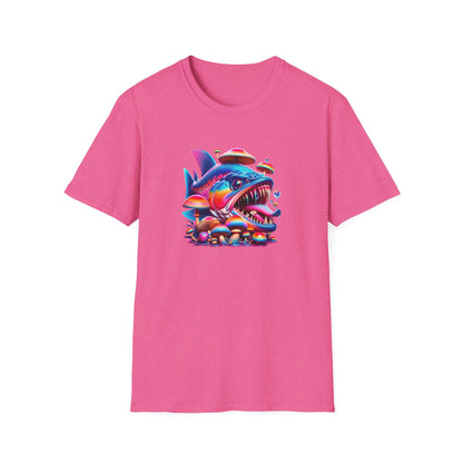 Piranha with Shrooms, Unisex Softstyle T-Shirt - Psychonaut Swag