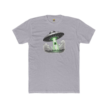 Shamrock Abduction UFO Tee — Green Beam Graphic T-Shirt