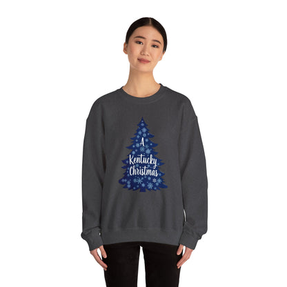 Kentucky Christmas Sweatshirt — Blue Plaid Tree Holiday Crewneck