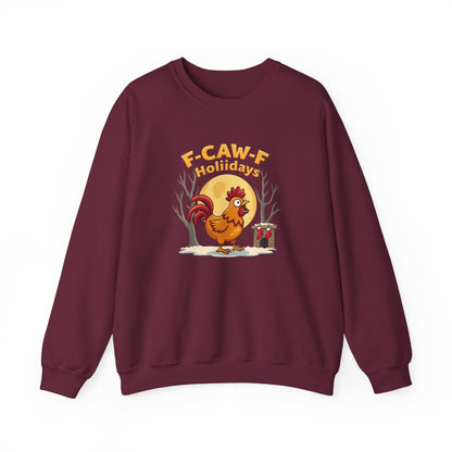 Rooster F-Caw-f Holiday sweater, Unisex Heavy Blend™ Crewneck Sweatshirt