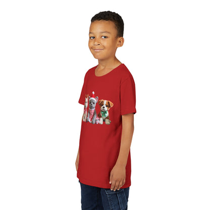 Kids Christmas Puppy Tee — Cute Festive Dogs in Santa Hats