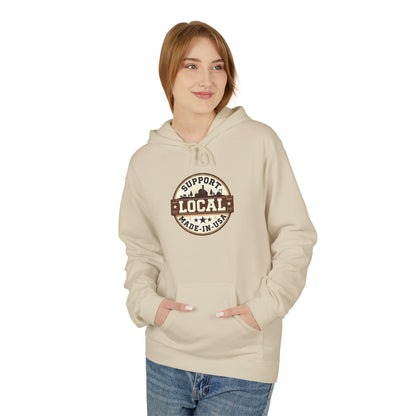 Support Local Hoodie — “Support Local Made in USA” Vintage Badge Pullover