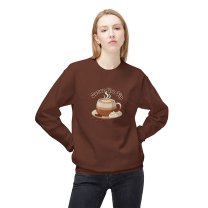Coffee Crewneck Sweatshirt — "Savor the Sip" Cozy Coffee Lover Pullover