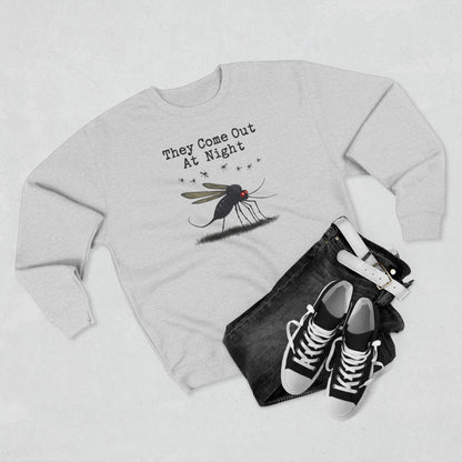 Mosquito, They come out at night, Cozy Nighttime Crewneck Sweatshirt, perfect for casual wear, gift for nature lovers, cozy evenings, Halloween, spooky season, graphic [...] - Psychonaut Swag