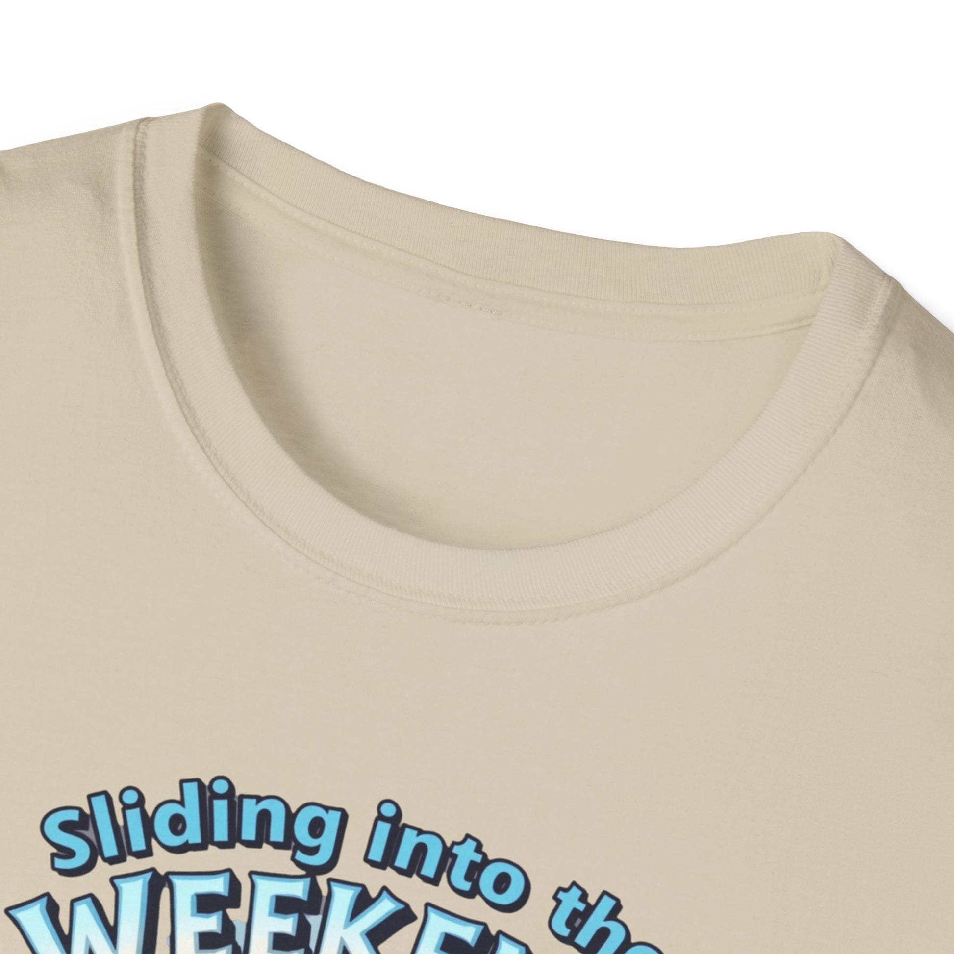 Sliding Penguin, Weekend Vibes T-Shirt, Funny Graphic Tee, Penguin Design Shirt, Casual Apparel, Unisex Softstyle T-Shirt - Psychonaut Swag