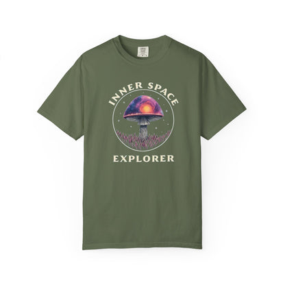 Inner Space Explorer T-Shirt, Unisex Graphic Tee, Cosmic Mushroom Apparel, Gift for Nature Lovers, Casual Wear for Adventurers - Psychonaut Swag
