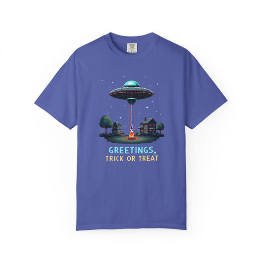 Halloween Alien Greetings T-Shirt, Unisex T-Shirt, Funny Halloween Tee, Trick or Treat Shirt, Spooky Season Apparel, Gift for [...]