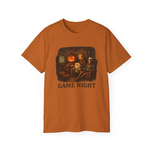Game Night Tee, Halloween Shirt, Unisex Cotton T-Shirt, Spooky Fun Apparel, Perfect for Gathering and Celebrations