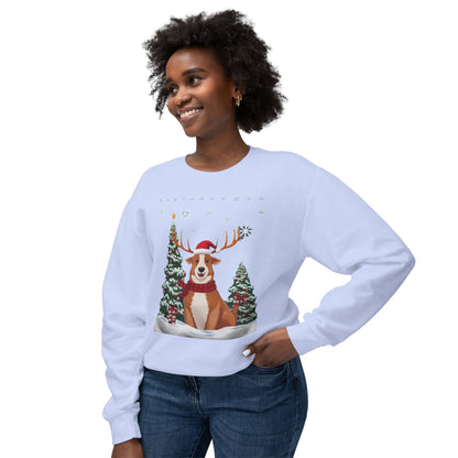 Christmas Corgi Sweatshirt - Festive Dog Reindeer Holiday Crewneck