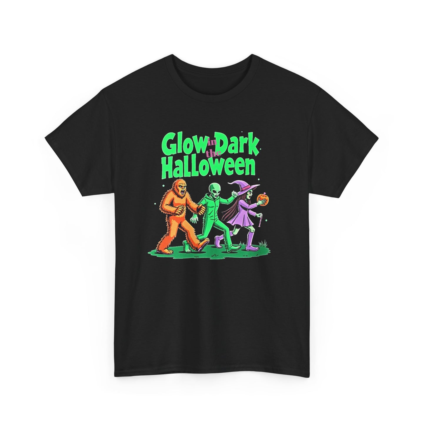 Retro Halloween Tee — Bigfoot, Alien, Witch, Trick-or-Treating Graphic T-Shirt