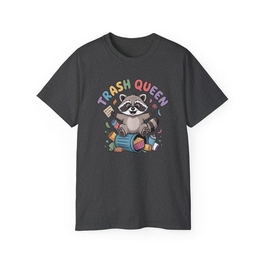 Trash Queen T‑Shirt — Cute Raccoon Recycling Humor Tee