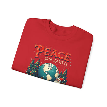 Peace on Earth Sweatshirt — Vintage Santa & Globe Christmas Crewneck