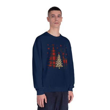 Christmas Buffalo Plaid Trees & Reindeer Crewneck Sweatshirt