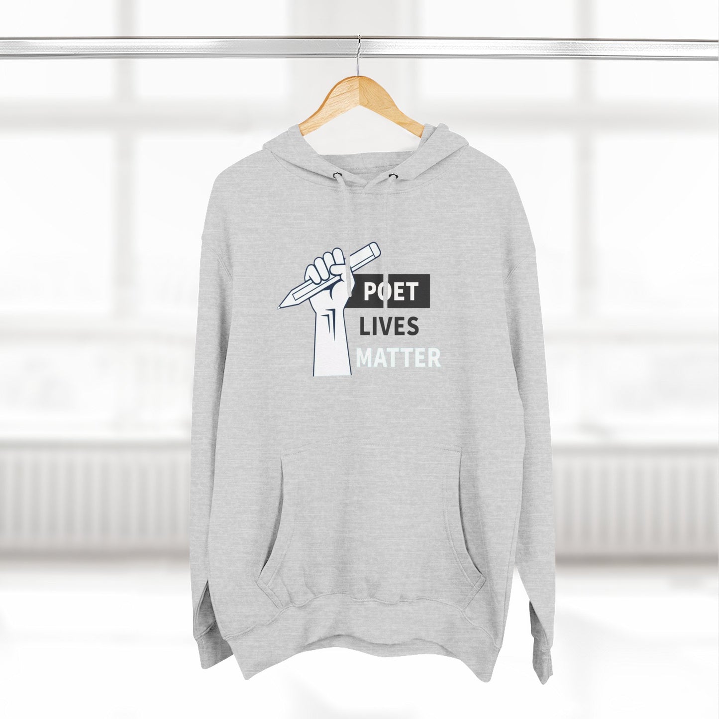 Poet Lives Hoodie — Minimalist Writer Fist Pen Graphic Pullover