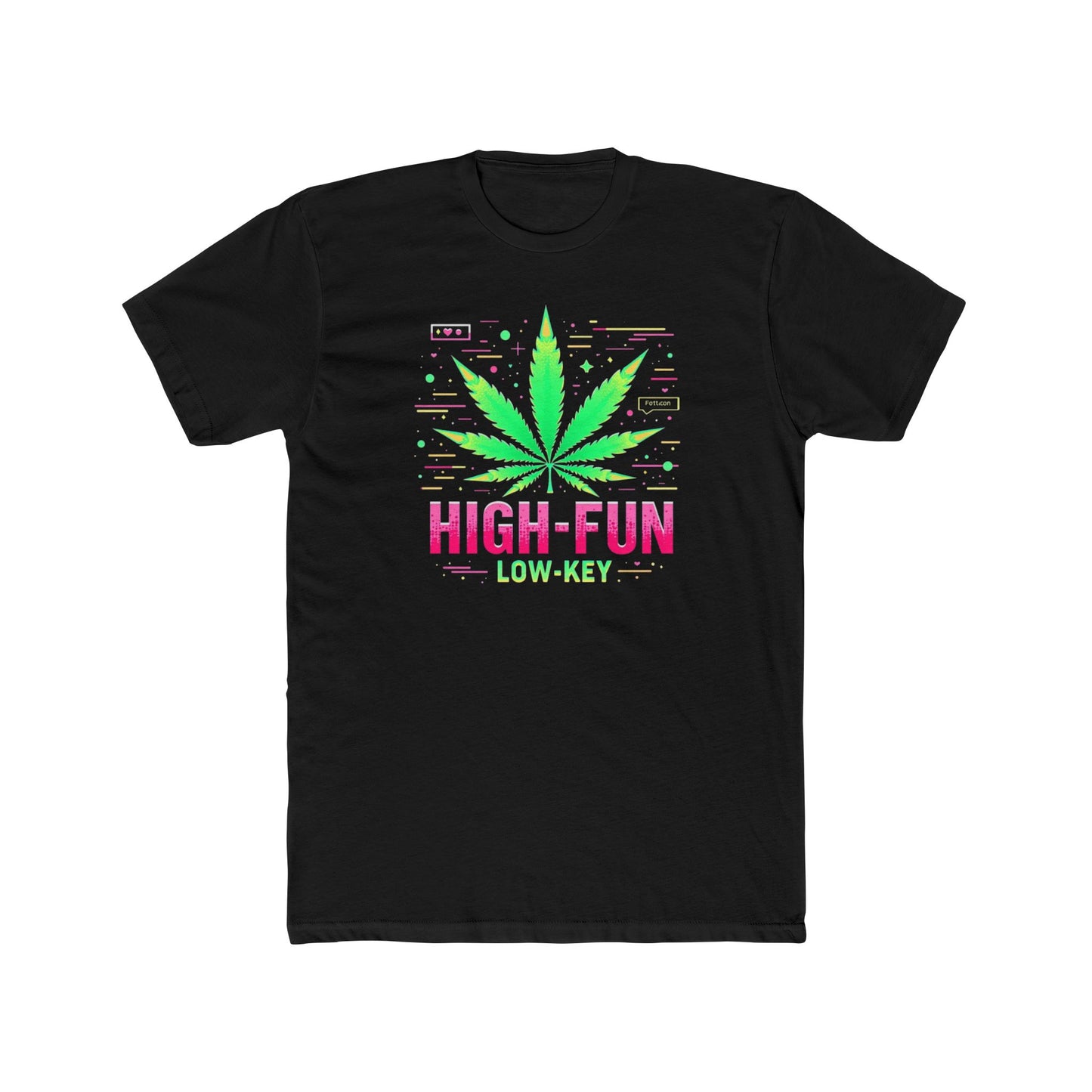 High-Fun Low-Key Cannabis Leaf T‑Shirt — Retro Neon Marijuana Tee