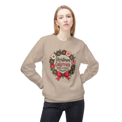 Christmas calories don’t count, Unisex Midweight Softstyle Fleece Crewneck Sweatshirt