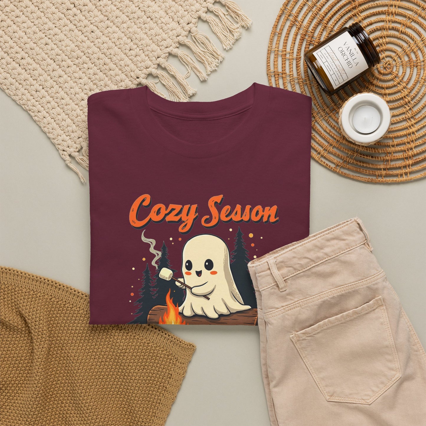 Cozy Season Tee — Cute Ghost Campfire Halloween T-Shirt