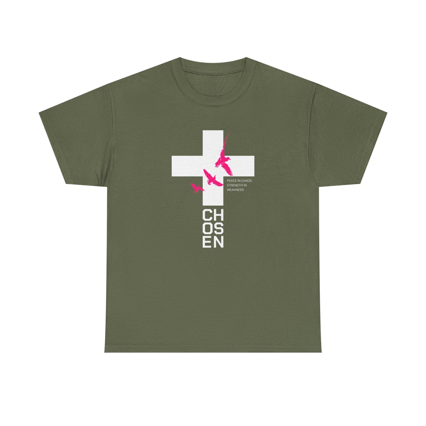 Chosen Cross T-Shirt — Bold Faith Graphic Tee with Pink Birds