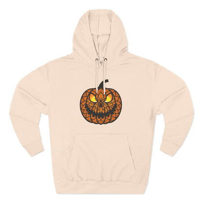Pumpkin Mandala Hoodie — Halloween Jack-O'-Lantern Fleece Pullover