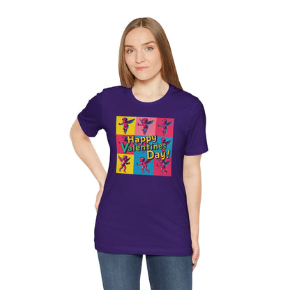 Valentine's Day Pop Art Tee — "Happy Valentine's Day!" Cupid Graphic Shirt