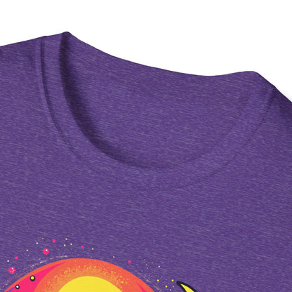 Cosmic Digital Dreams Unisex Softstyle T-Shirt - Vibrant Space-Inspired Design